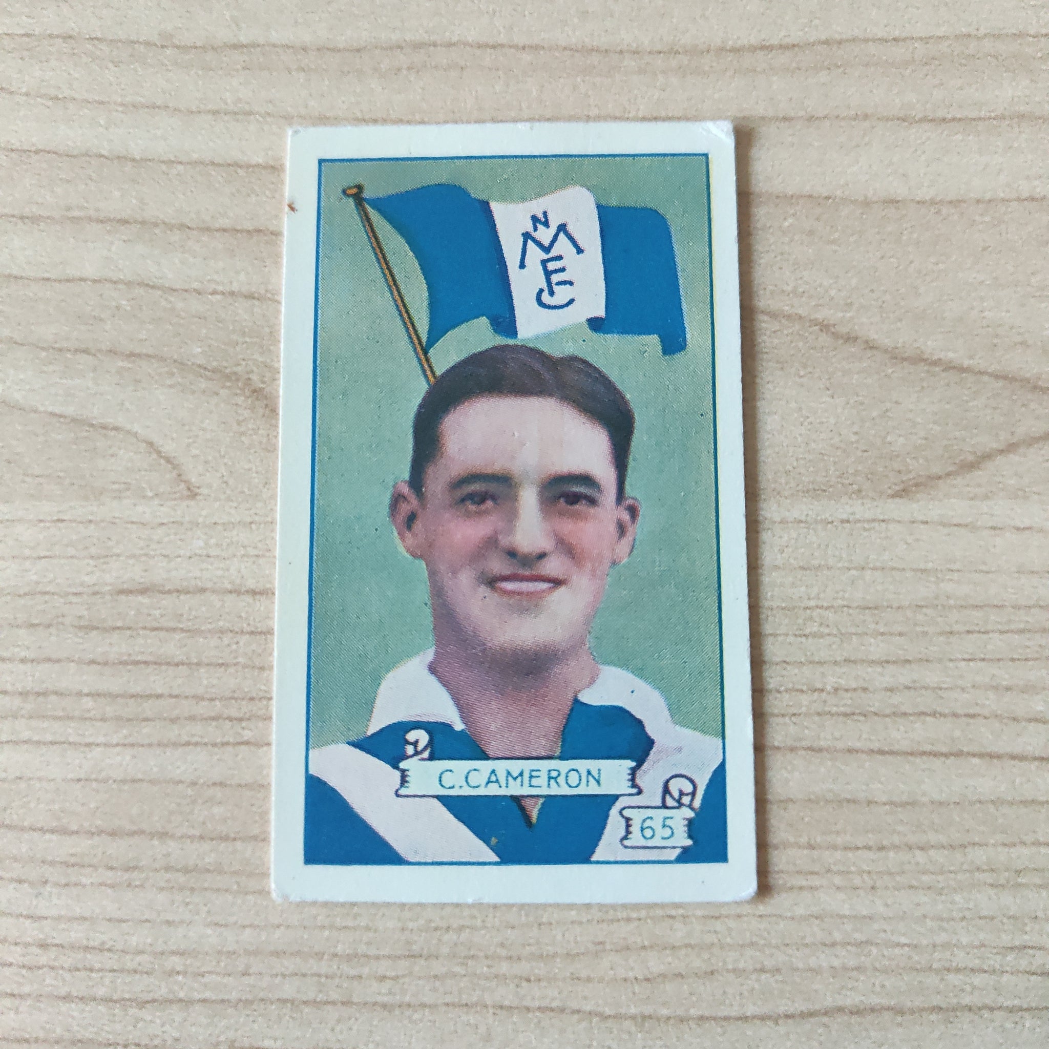 VFL 1934 Football Pennant. C. Cameron, North Melbourne. Allen's Trading Card