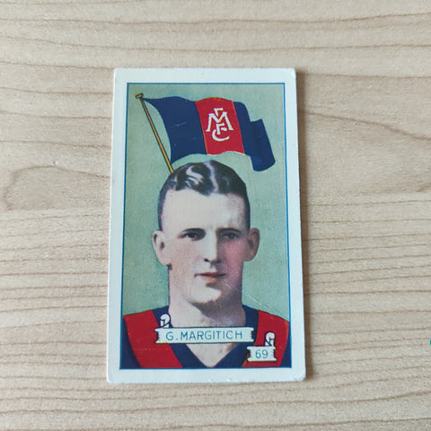 VFL 1934 Football Pennant. G Margitich, Melbourne. Allen's Trading Card