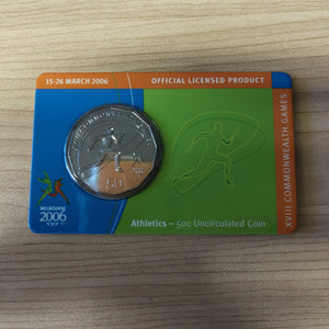 Australia 2006 Royal Australian Mint 50c Commonwealth Games Athletics Uncirculated Carded Coin