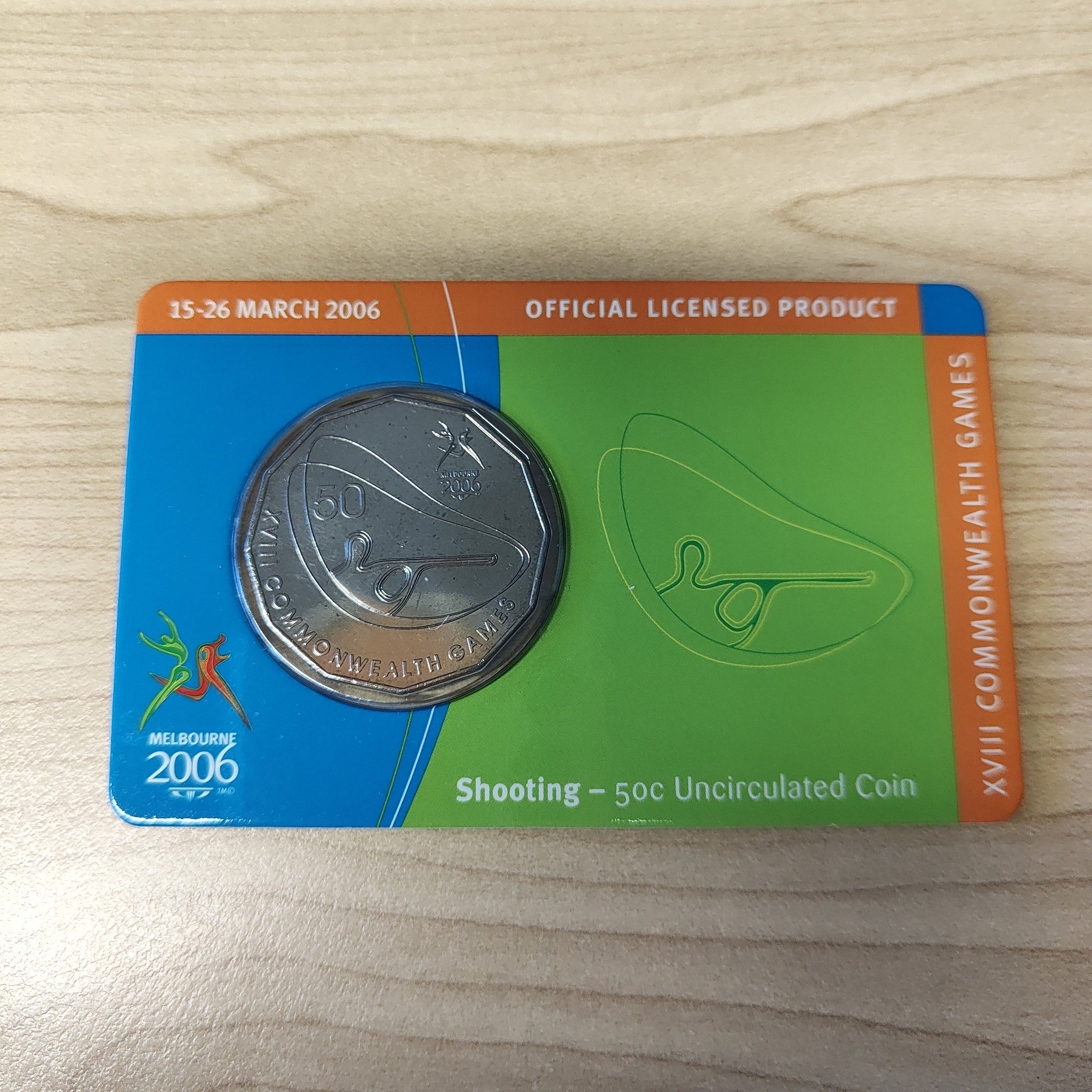 Australia 2006 Royal Australian Mint 50c Commonwealth Games Shooting Uncirculated Carded Coin