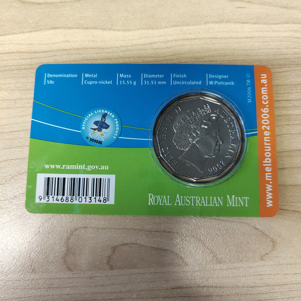 Australia 2006 Royal Australian Mint 50c Commonwealth Games Hockey Uncirculated Carded Coin