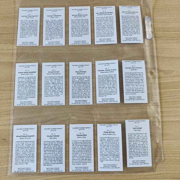 1999 Soccer D Rowland Association Footballers Series 2, 4 and 5 Complete Sets of Cigarette Cards