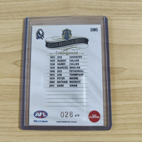 2015 Select Honours 2 Club Honour Roll Collingwood Football Club No.28/75