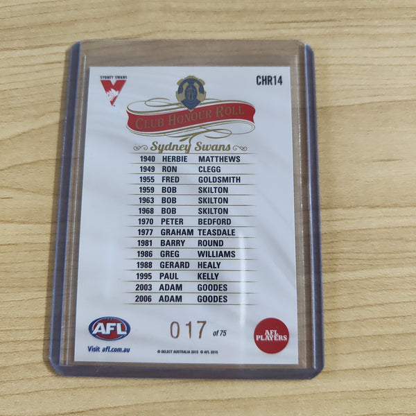2015 Select Honours 2 Club Honour Roll Sydney Football Club No.17/75