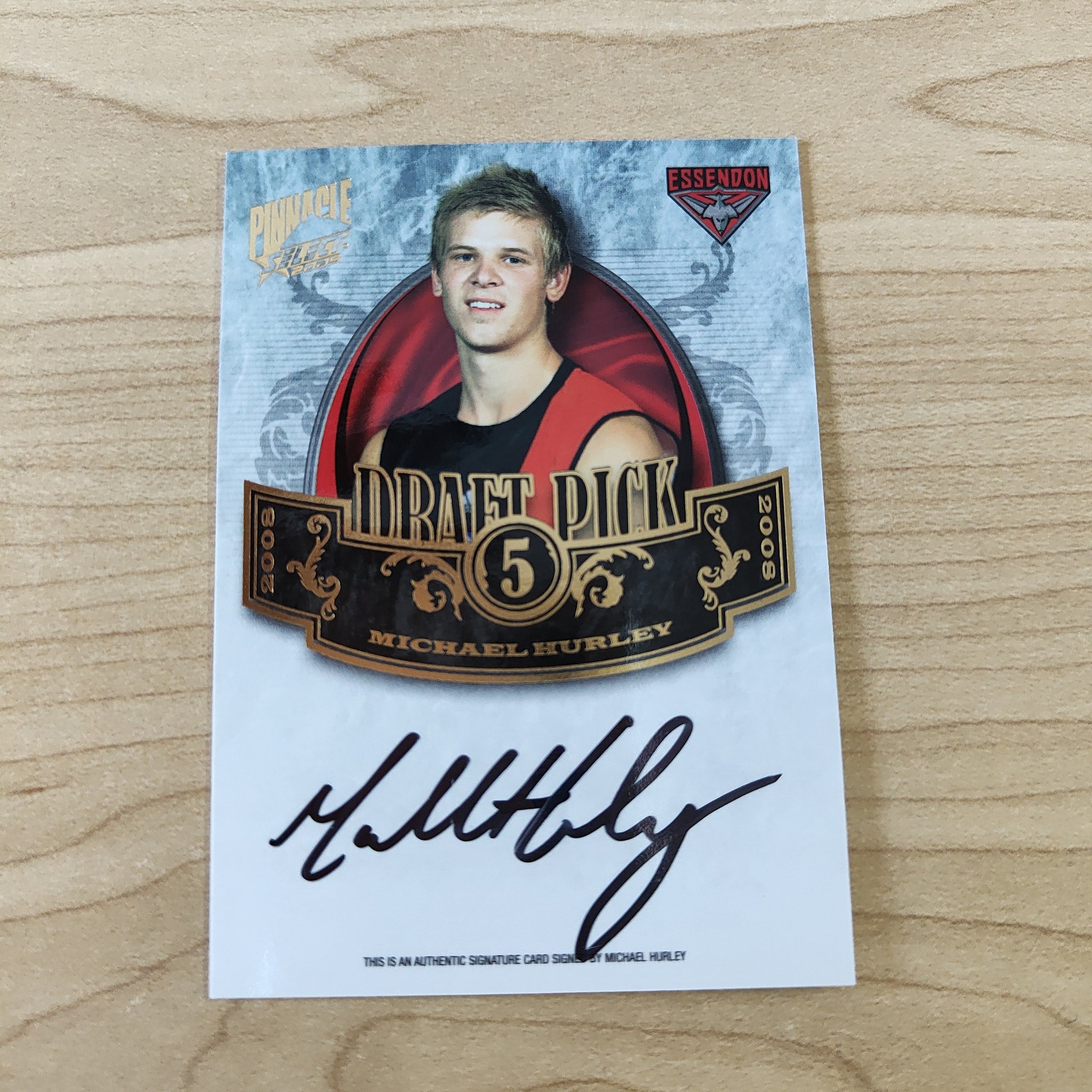 2009 Select Pinnacle Draft Pick Signature Michael Hurley Essendon No. 155/400