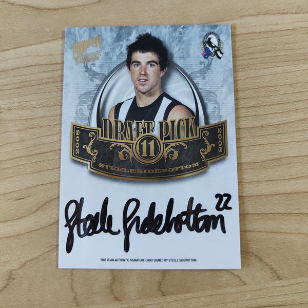 2009 Select Pinnacle Draft Pick Signature Steele Sidebottom Collingwood No. 329/400