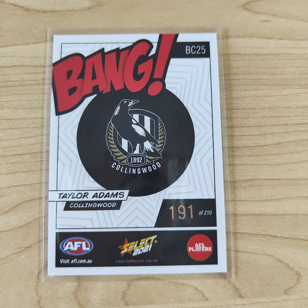 2021 AFL Select Bang Card Taylor Adams Collingwood No.191/210