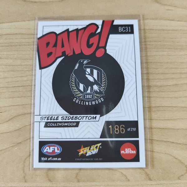 2021 AFL Select Bang Card Steele Sidebottom Collingwood No.186/210