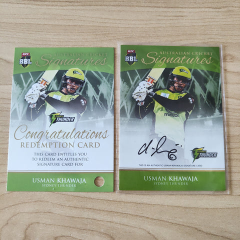 2016 Tap n Play Australian Cricket Signatures Redemption Usman Khawaja Sydney Thunder BBL Cricket Card