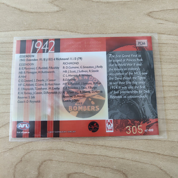 2011 Select Infinity 1942 Premiers Essendon No.305/400
