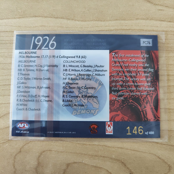 2012 Select Eternity 1926 Premiers Melbourne No.146/400