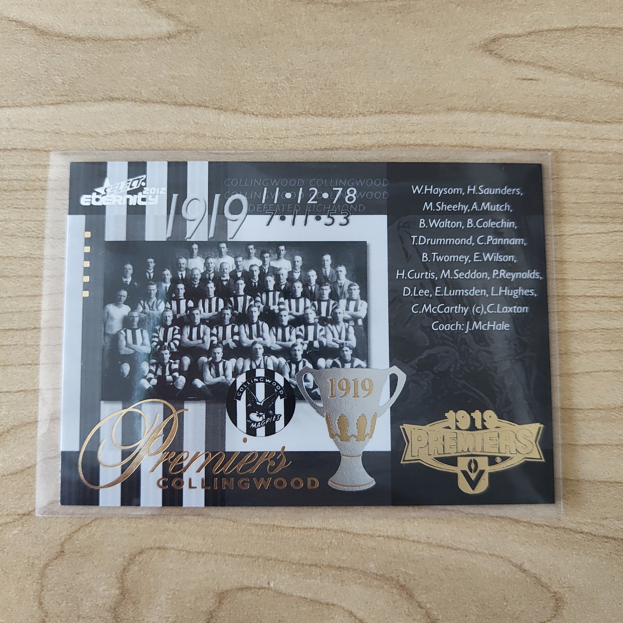 2012 Select Eternity 1919 Premiers Collingwood No.229/400