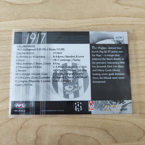 2012 Select Eternity 1917 Premiers Collingwood No.271/400