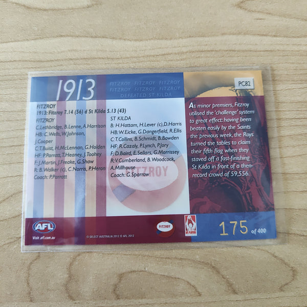 2012 Select Eternity 1913 Premiers Fitzroy No.175/400