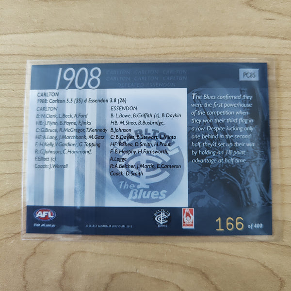 2012 Select Eternity 1908 Premiers Carlton No.166/400