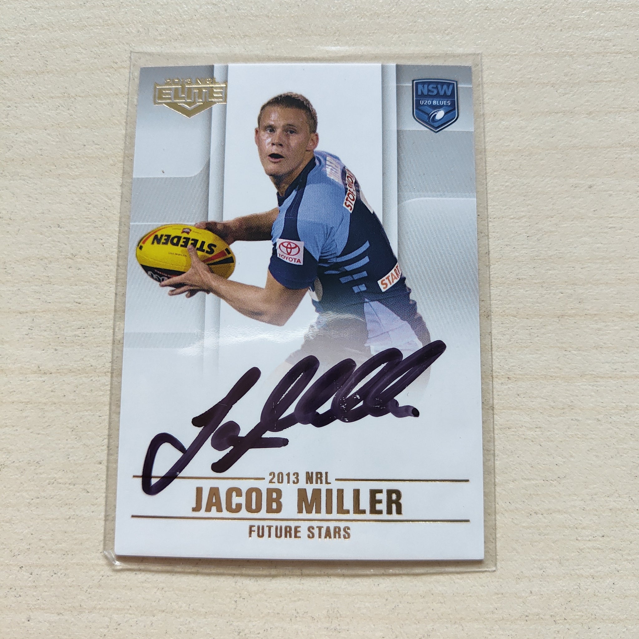 2013 NRL Elite Future Stars Signature Card Jacob Miller U20 Blues