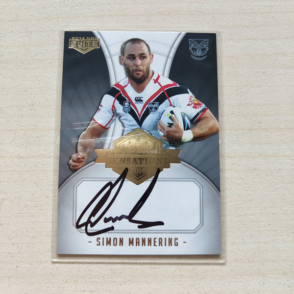 2014 NRL Elite League Sensations Signature Card Simon Mannering Warriors