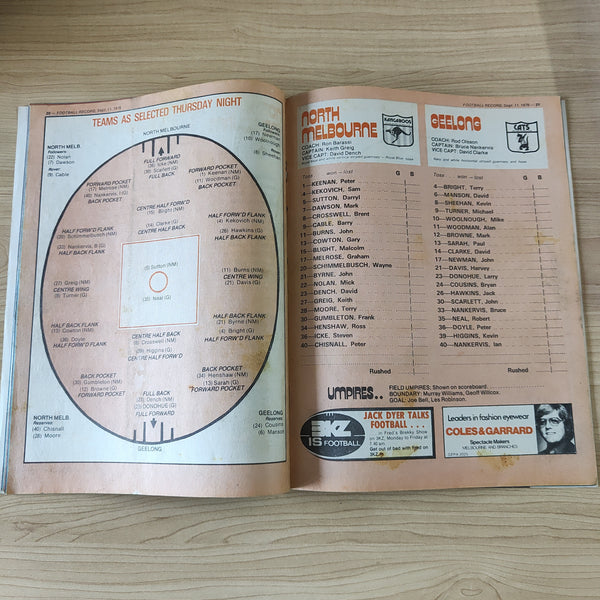 VFL 1976 First Semi Final Football Record North Melbourne v Geelong