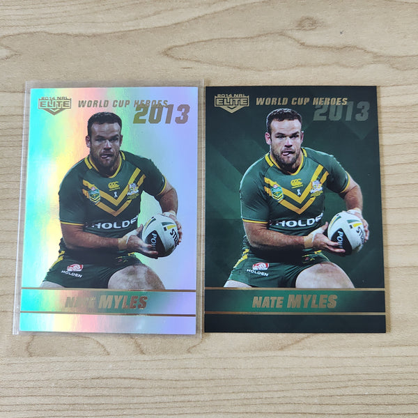 2014 NRL Elite World Cup Heroes Nate Myles Base and Platinum Card