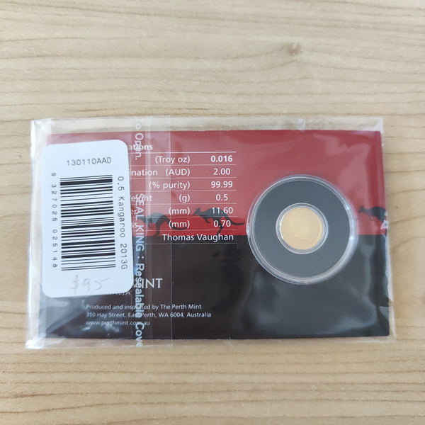 2013 $2 Australian Kangaroo Series .5 gram  .9999 Gold Coin