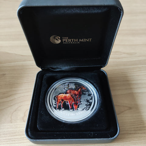 Australia 2014 $2 ANDA Perth Mint Year Of The Horse Coloured 2oz Silver Proof Coin