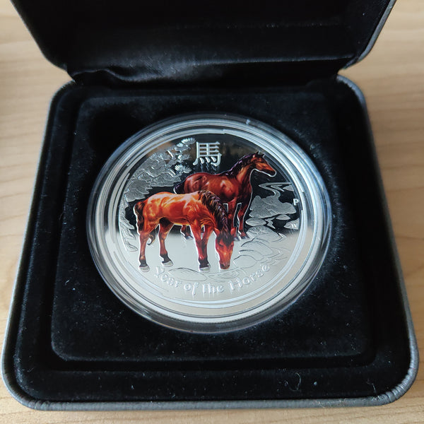 Australia 2014 $2 ANDA Perth Mint Year Of The Horse Coloured 2oz Silver Proof Coin
