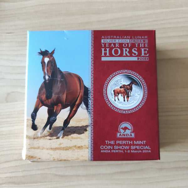 Australia 2014 $2 ANDA Perth Mint Year Of The Horse Coloured 2oz Silver Proof Coin