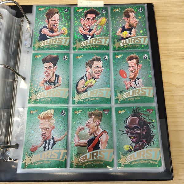 2017 AFL Select Footy Stars Green Burst Complete Set of 72