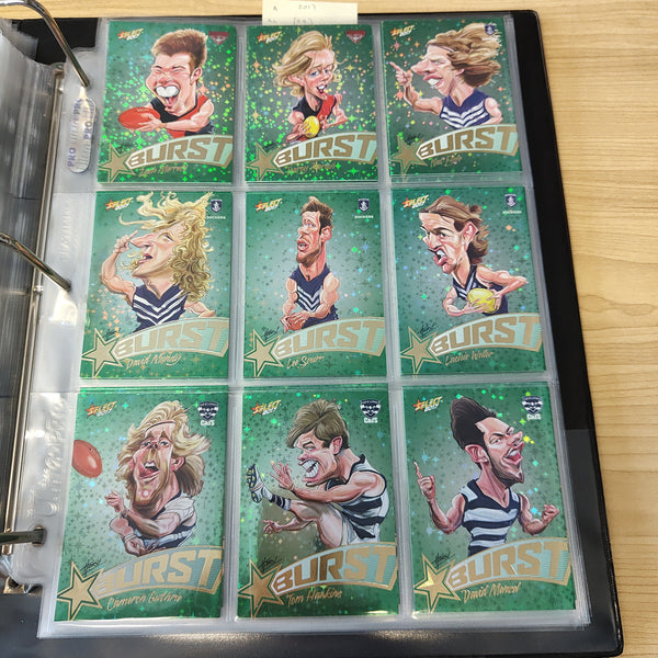 2017 AFL Select Footy Stars Green Burst Complete Set of 72