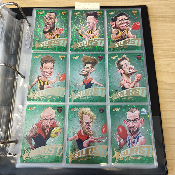 2017 AFL Select Footy Stars Green Burst Complete Set of 72