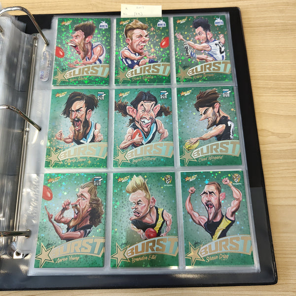 2017 AFL Select Footy Stars Green Burst Complete Set of 72