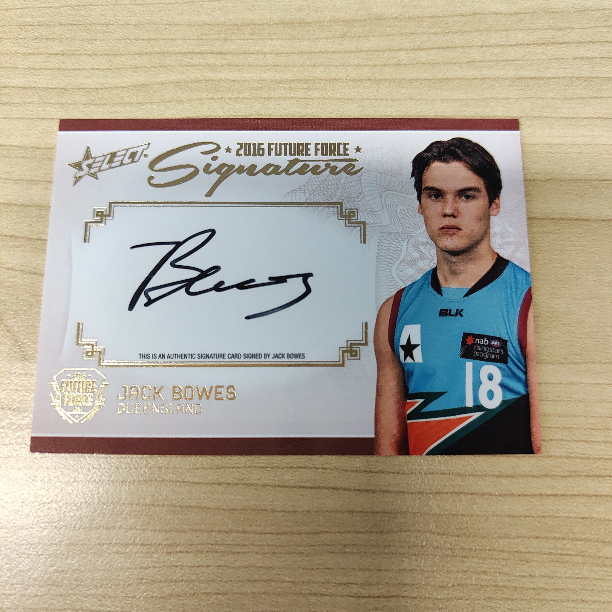2016 Select Future Force Gold Signature Jack Bowes Gold Coast Suns No.071/200