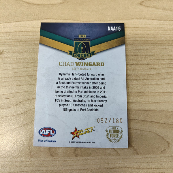 2016 Select Future Force NAB AFL Academy 20 In 20 Chad Wingard No.092/180