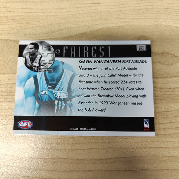 2004 Select AFL Ovation Best & Fairest Card Gavin Wanganeen Port Adelaide