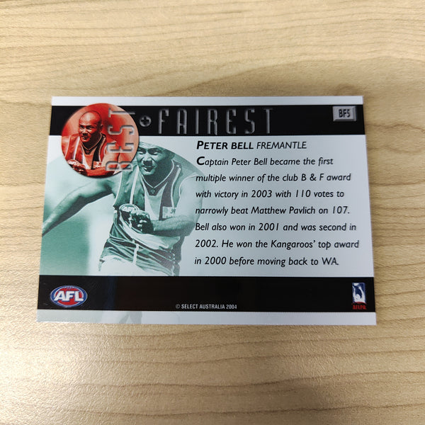 2004 Select AFL Ovation Best & Fairest Card Peter Bell Fremantle