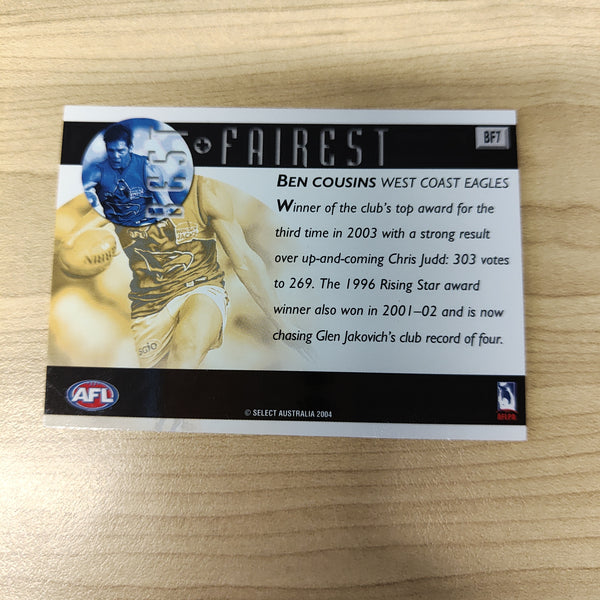 2004 Select AFL Ovation Best & Fairest Card Ben Cousins West Coast