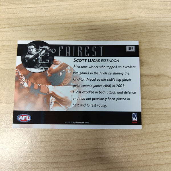 2004 Select AFL Ovation Best & Fairest Card Scott Lucas Essendon