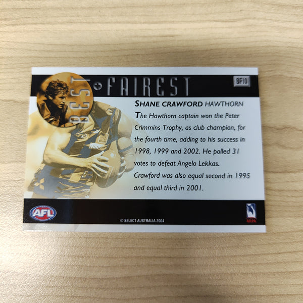 2004 Select AFL Ovation Best & Fairest Card Shane Crawford Hawthorn