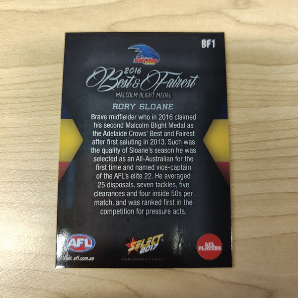 2017 Select AFL Best & Fairest Card Rory Sloane Adelaide