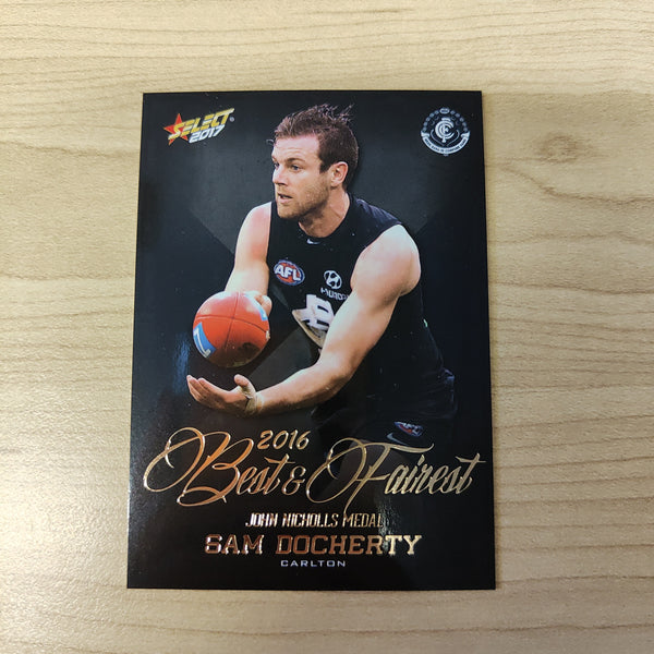 2017 Select AFL Best & Fairest Card Sam Docherty Carlton