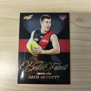 2017 Select AFL Best & Fairest Card Zach Merrett Essendon