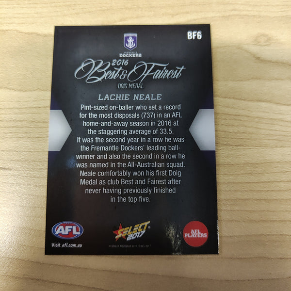 2017 Select AFL Best & Fairest Card Lachie Neale Fremantle