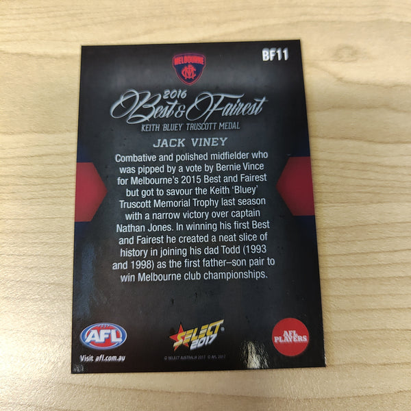 2017 Select AFL Best & Fairest Card Jack Viney Melbourne