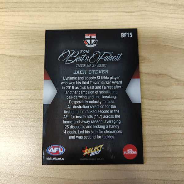 2017 Select AFL Best & Fairest Card Jack Steven St Kilda