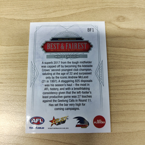 2018 Select AFL Best & Fairest Card Matt Crouch Adelaide
