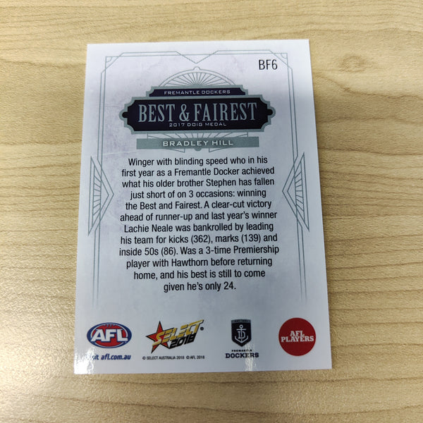 2018 Select AFL Best & Fairest Card Bradley Hill Fremantle