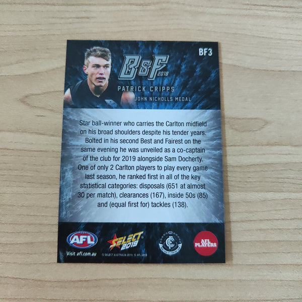 2019 Select AFL Footy Stars Best And Fairest Patrick Cripps Carlton