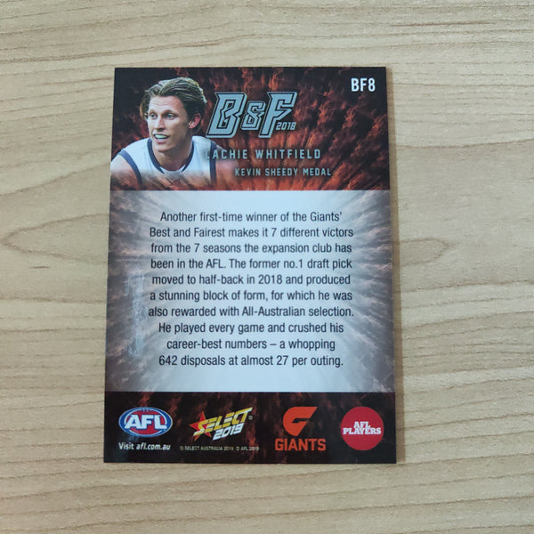 2019 Select AFL Footy Stars Best And Fairest Lachie Whitfield GWS
