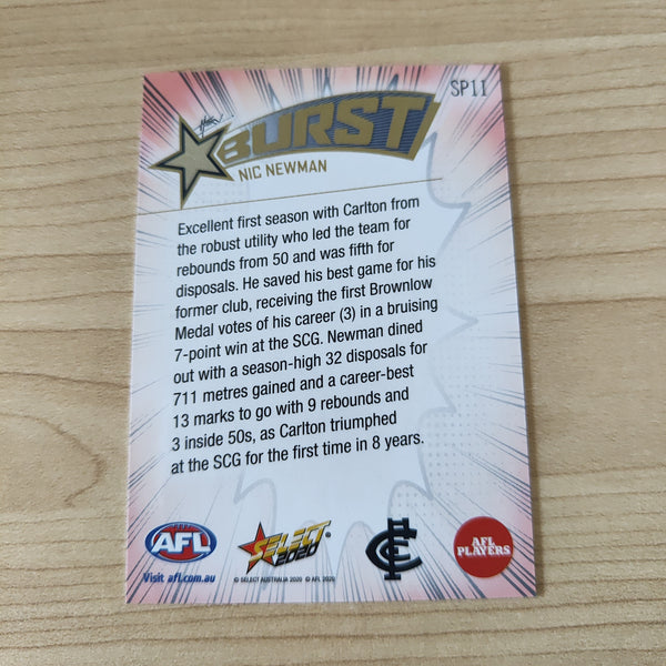 2020 Select Footy Stars Explosion Star Burst Nic Newman Carlton