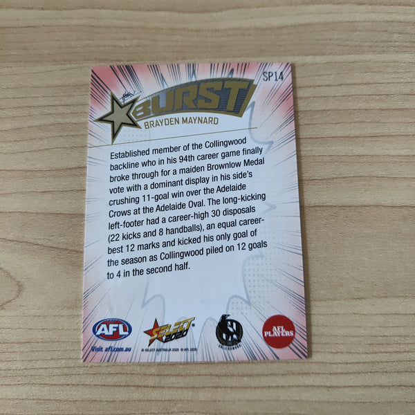 2020 Select Footy Stars Explosion Star Burst Brayden Maynard Collingwood
